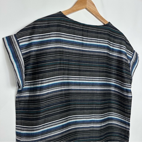 Studio 412 Multicolor Stripe Linen Short Sleeve Tunic Mini Dress Sz S - Picture 7 of 10